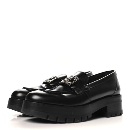 Chanel Calfskin Metal CC Loafers 39 Black 4 of 10
