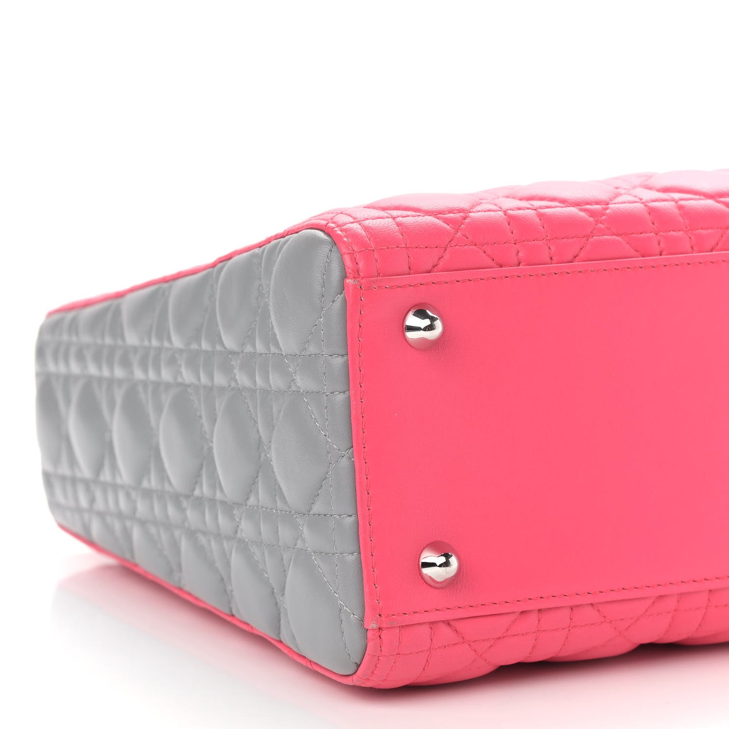 Lambskin Cannage Large Tri-Color Lady Dior Toxic Fuchsia