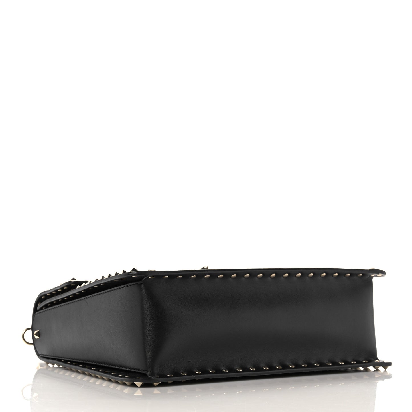Vitello Medium Rockstud Single Handle Flap Bag Black