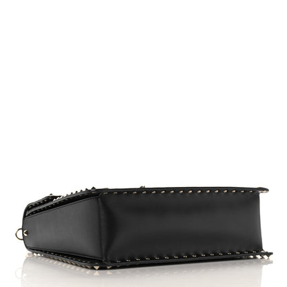 Valentino Garavani Vitello Medium Rockstud Single Handle Flap Bag Black 4 of 15