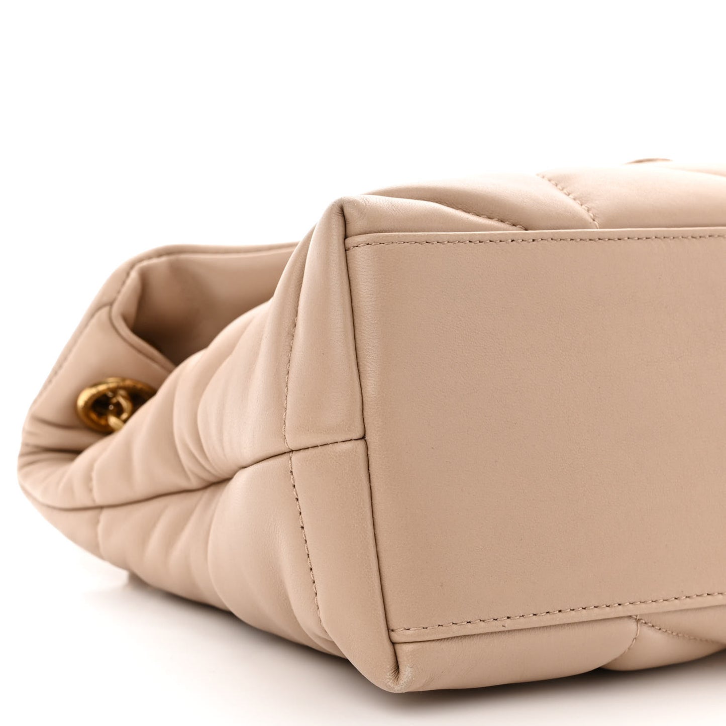 Lambskin Quilted Small Loulou Puffer Monogram Chain Satchel Dark Beige