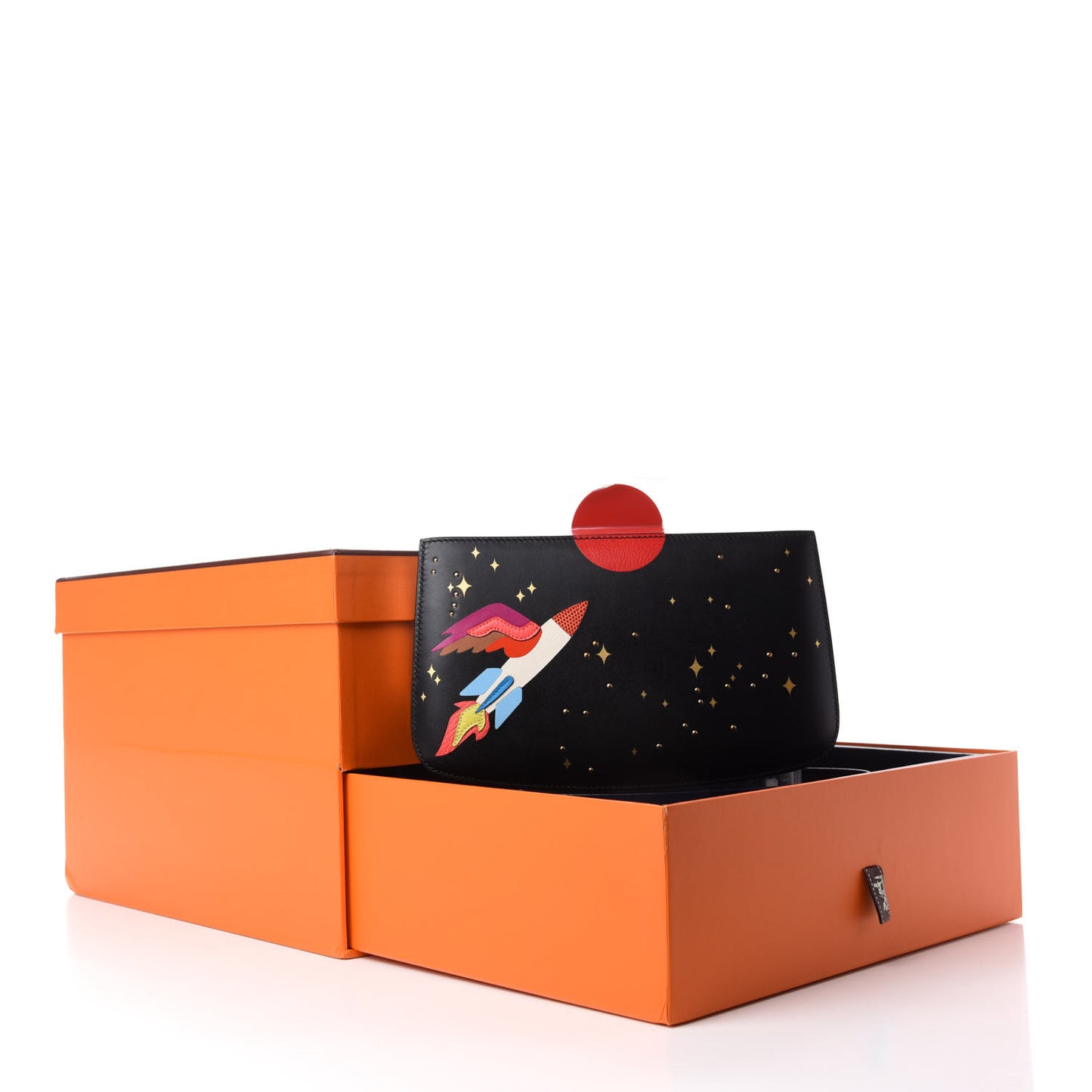 Veau Monsieur Lizard Ostrich Spaceship Sac A Malice Black Multicolor
