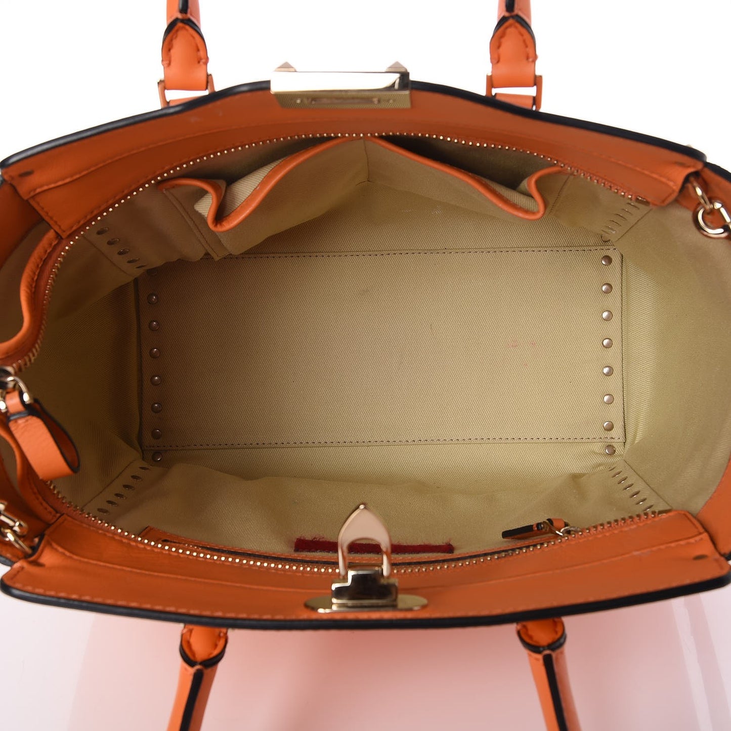 Vitello Rockstud Double Handle Tote Melon Sorbet