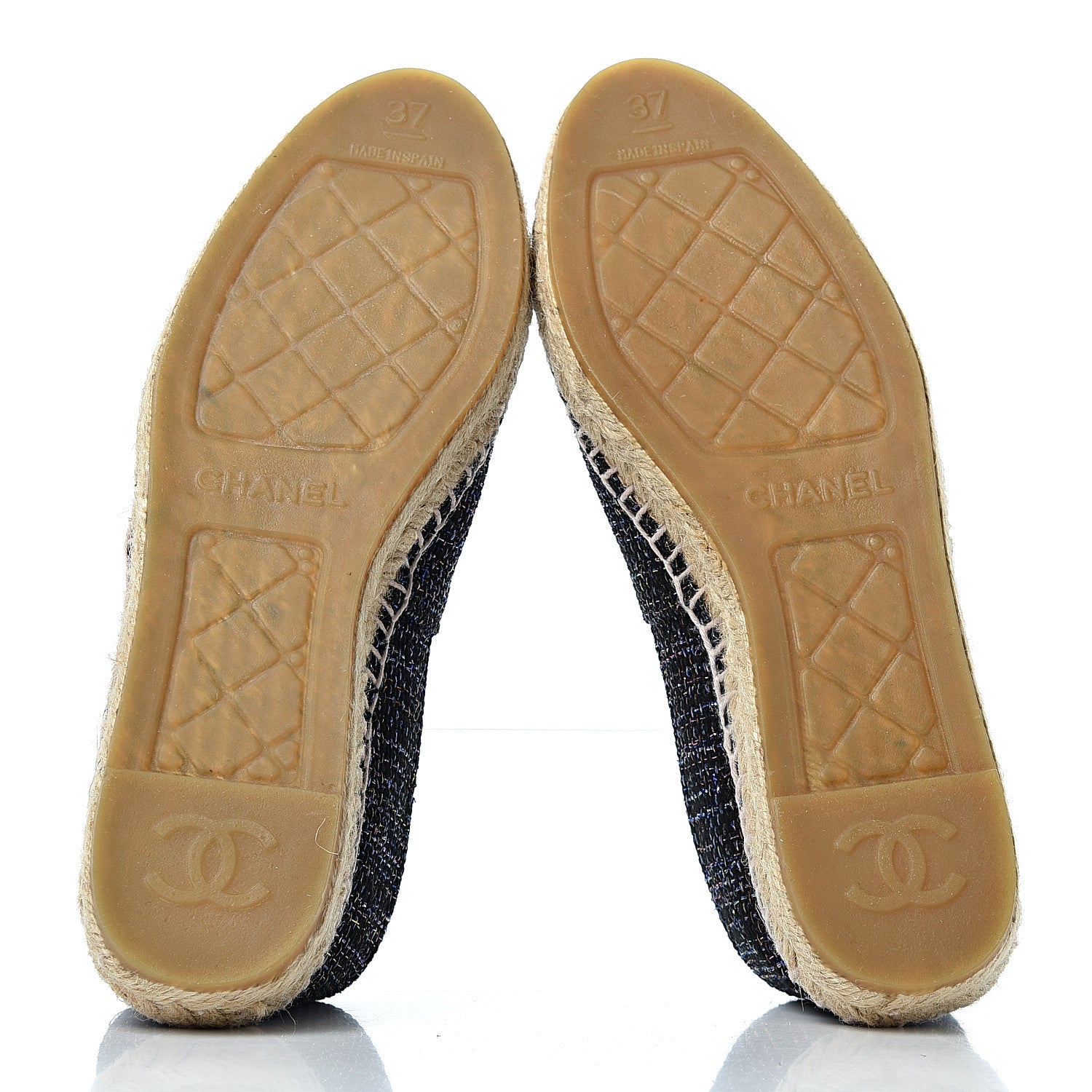Chanel Tweed Patent Goatskin CC Espadrilles 37 Black Pink Yellow Silver 7 of 11