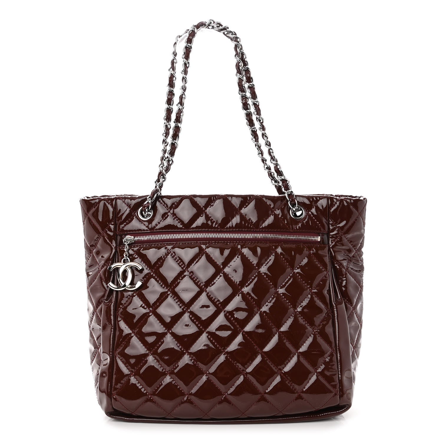 Chanel Patent Quilted Large Chic and Glitter Tote Dark Red 1 of 10