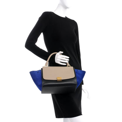 Celine Textured Calfskin Suede Small Tri-Color Trapeze Sand 3 of 9