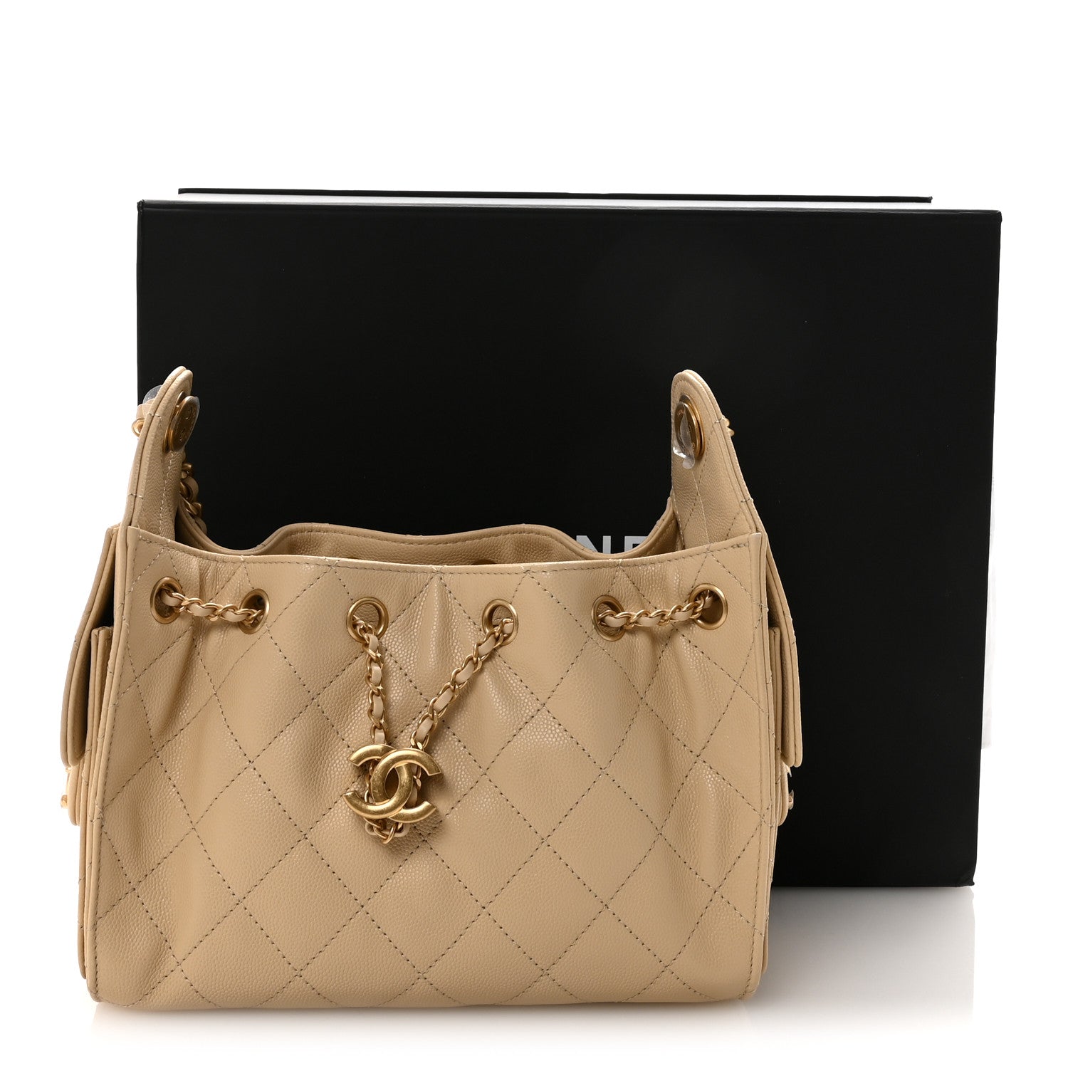 Chanel Caviar Quilted Mini Chanel 25 Handbag Beige 11 of 11