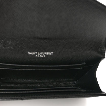 Saint Laurent Grain De Poudre Matelasse Chevron Small Monogram Envelope Wallet Black 5 of 7