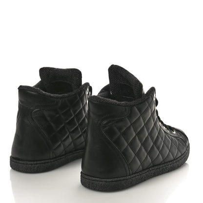 Chanel Lambskin Quilted High Top Sneakers 36.5 Black 4 of 13