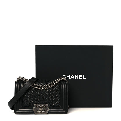 Chanel Lambskin Braided Woven Small Boy Flap Black 11 of 11