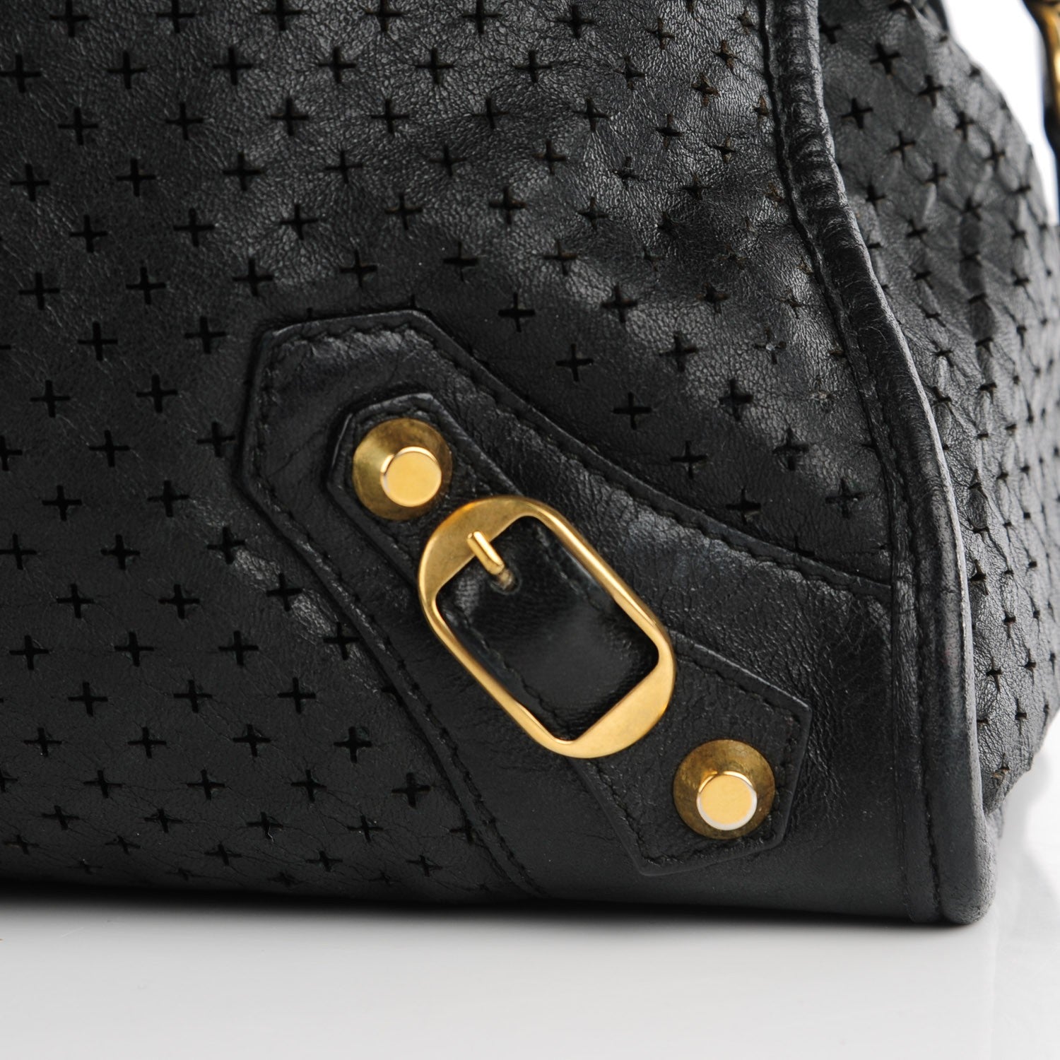 Balenciaga Agneau Laser Cut Cross Classic Gold Hardware City Black 2 of 14