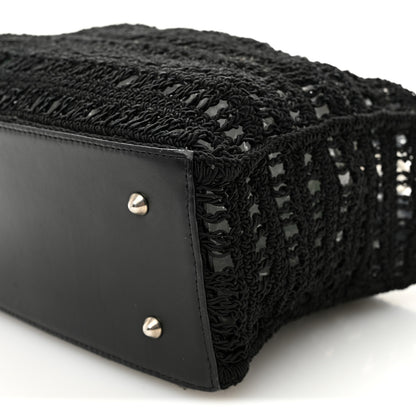 Chanel Woven Crochet Knit Tote Black 10 of 11
