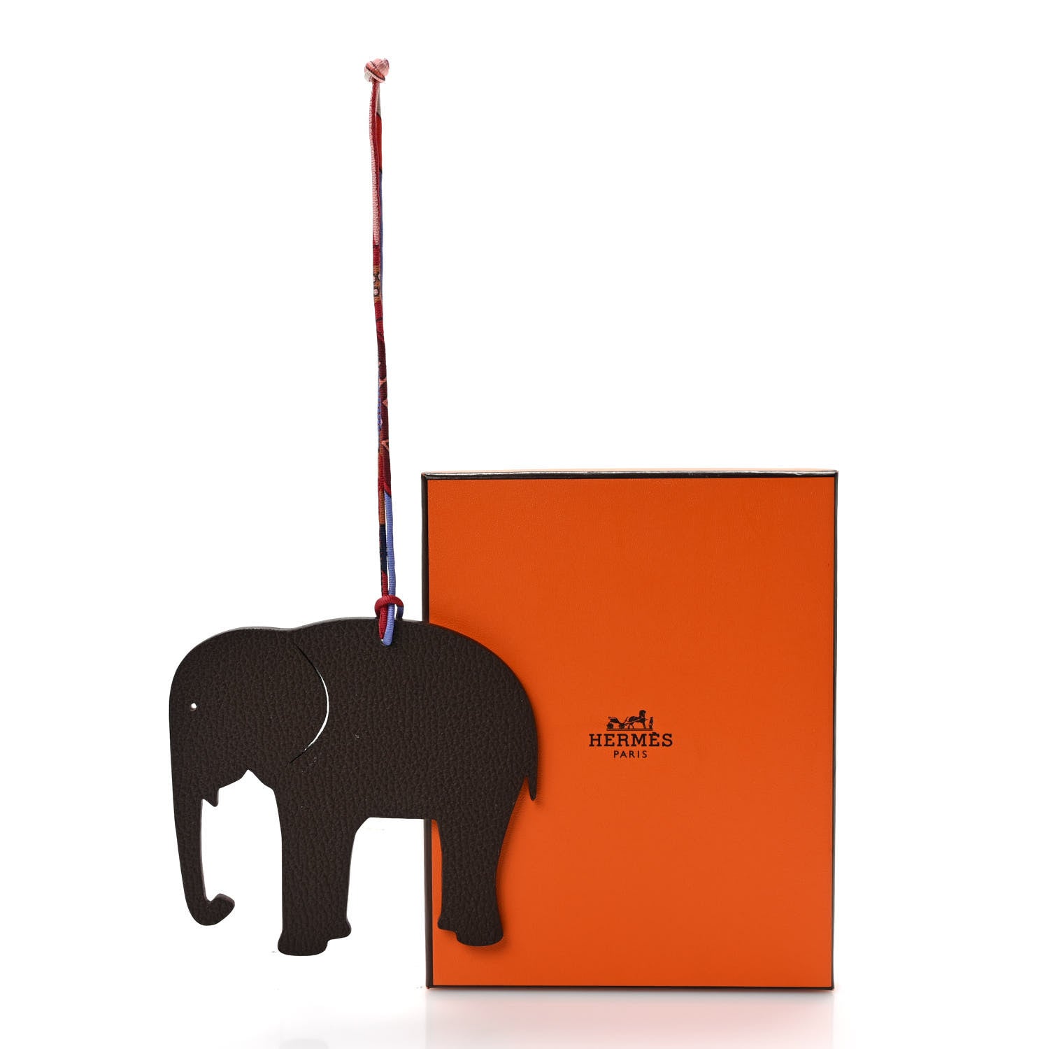 Hermes Epsom Togo Petit H Elephant Bag Charm Chocolate 5 of 5