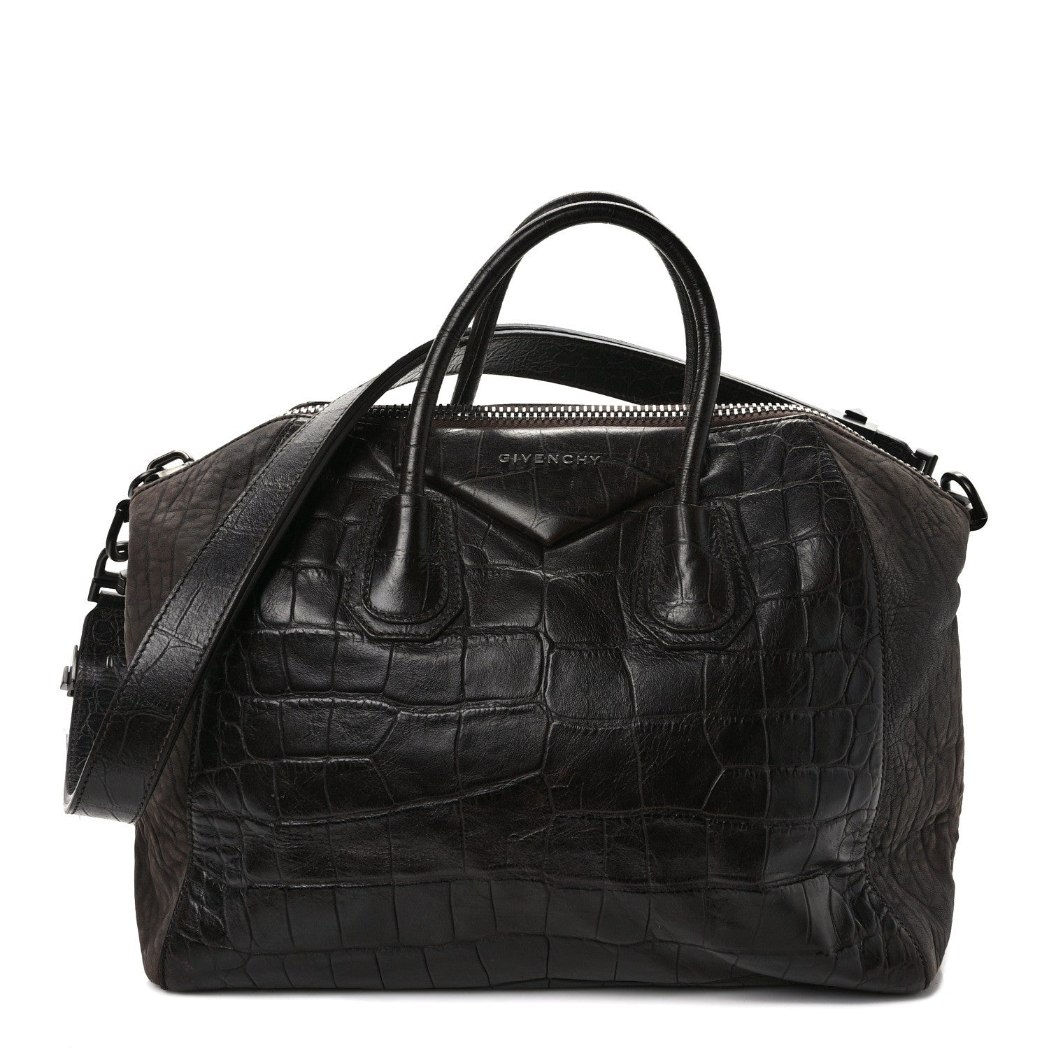 Givenchy Calfskin Crocodile Embossed Medium Soft Antigona Brown 1 of 10