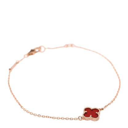 Van Cleef & Arpels 18K Rose Gold Carnelian Sweet Alhambra Bracelet 1 of 5