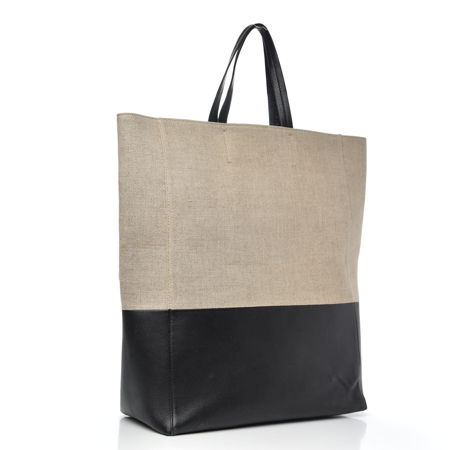Canvas Lambskin Vertical Bi-Color Cabas Black