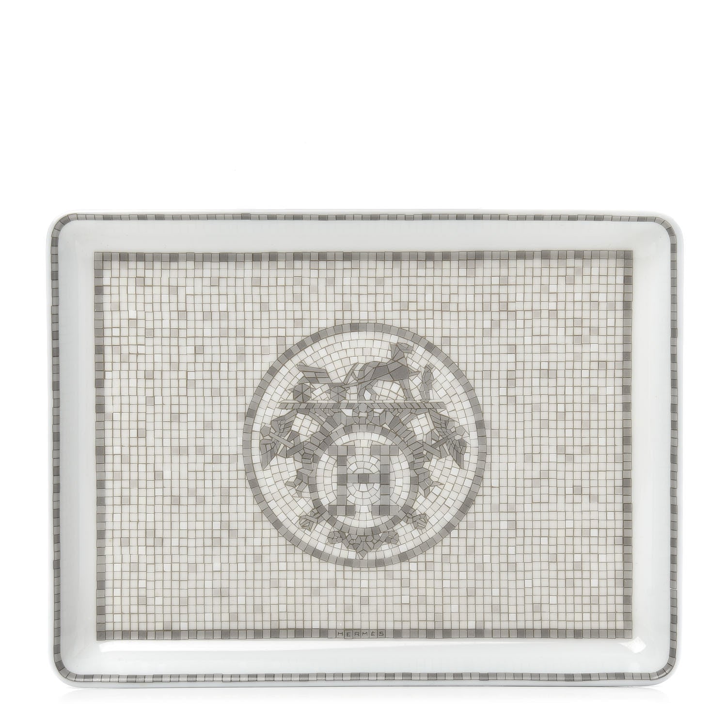 Hermes Porcelain Mosaique Au 24 Sushi Plate Platine 1 of 6