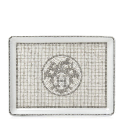 Hermes Porcelain Mosaique Au 24 Sushi Plate Platine 1 of 6