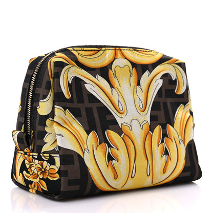 Fendi X VERSACE Nylon Fendace FF Baroque Print Small Trapezoid Beauty Pouch Gold 3 of 8