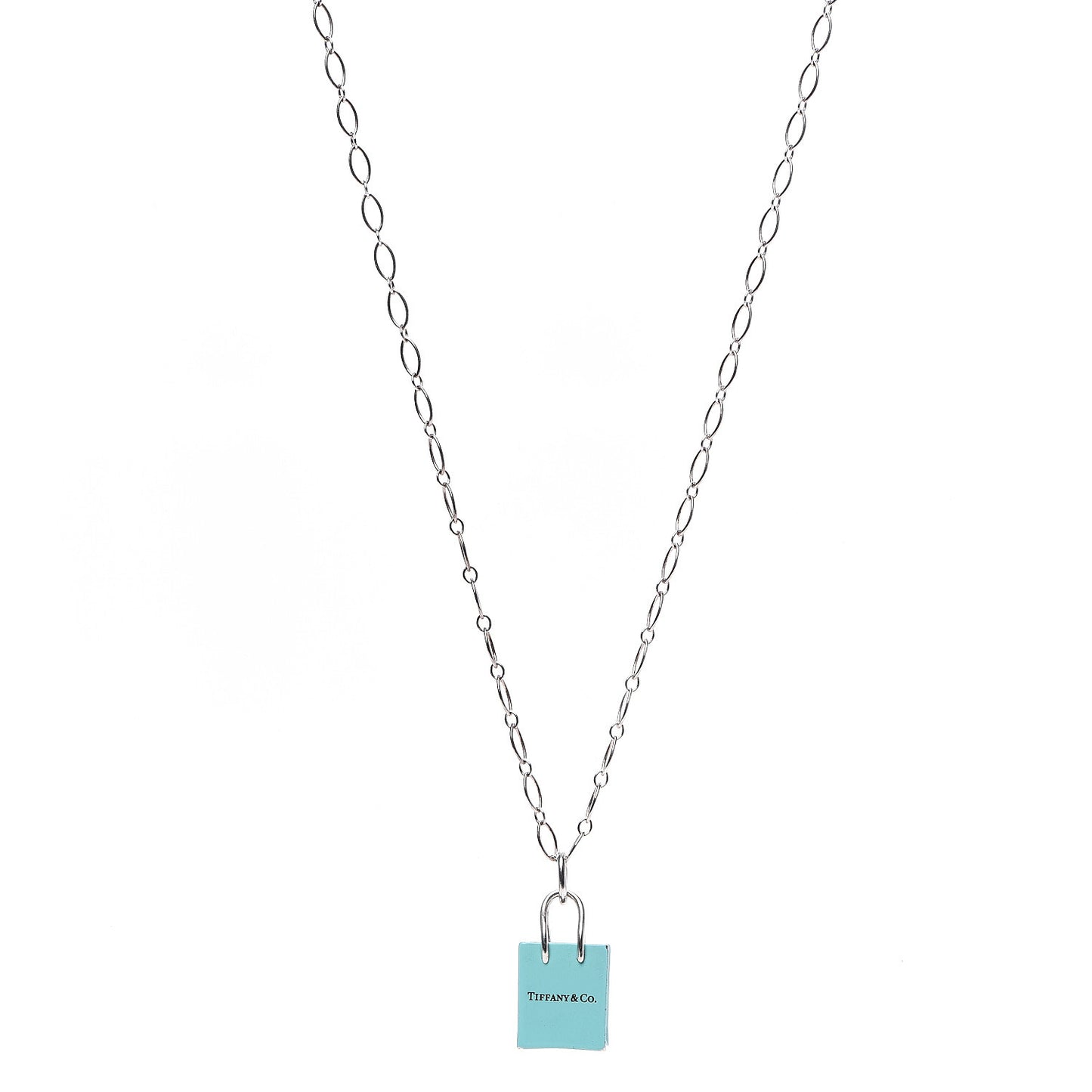 Sterling Silver Enamel Shopping Bag Charm Pendant Necklace