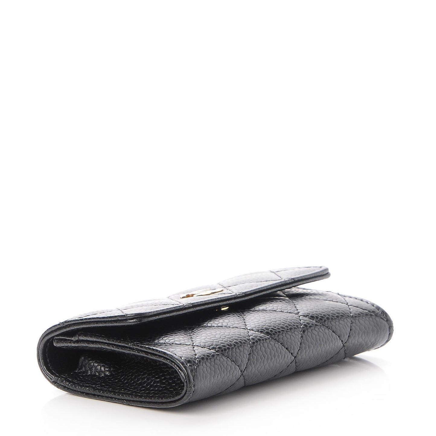 Caviar Quilted Flap Card Holder Black