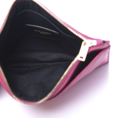 Saint Laurent Grain De Poudre Chevron Monogram Bill Pouch Bright Pink 7 of 9