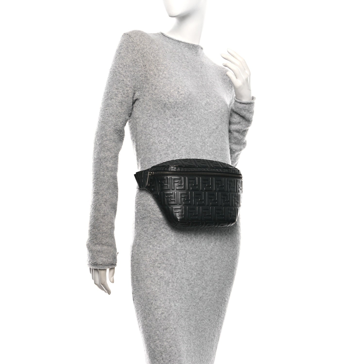 Fendi Nappa FF 1974 Embossed Belt Bag Black Black 2 of 9