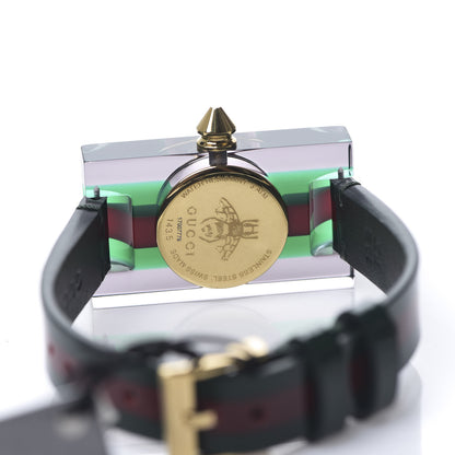 Gucci Stainless Steel Calfskin Plexiglass 24mm Skeleton Quartz Watch 4 of 5