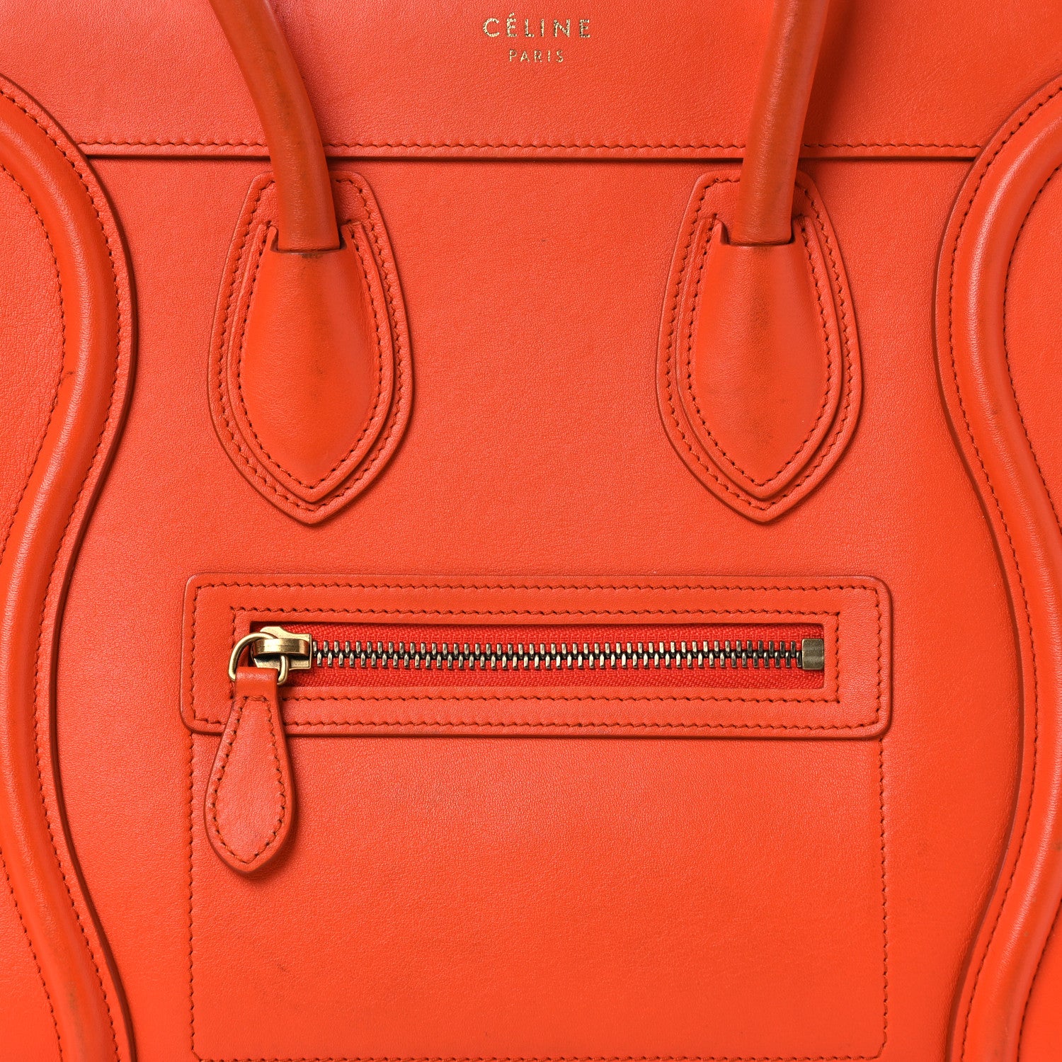 Celine Smooth Calfskin Mini Luggage  Bright Orange 9 of 18
