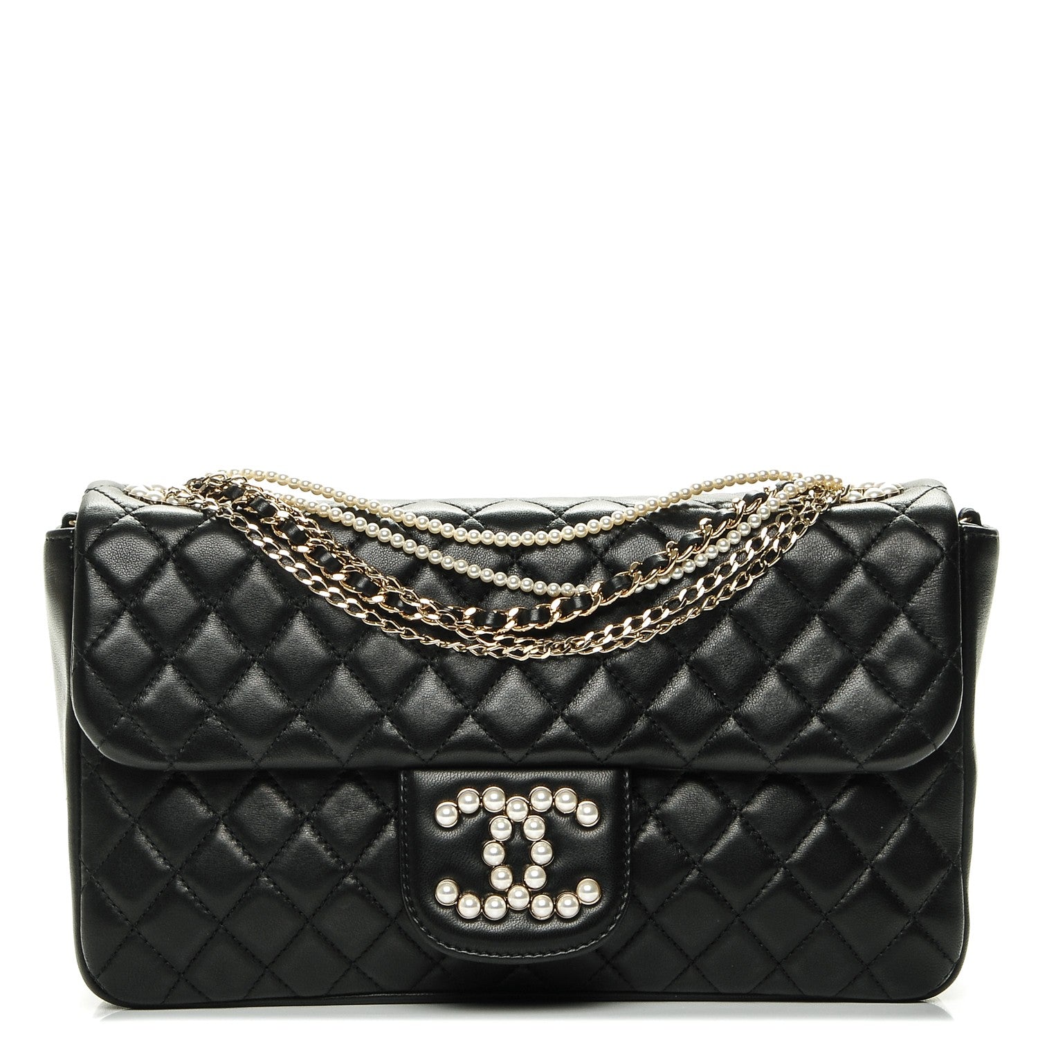 Chanel Lambskin Quilted Medium Westminster Pearl Flap Black 1 of 8
