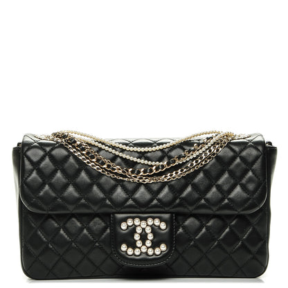 Chanel Lambskin Quilted Medium Westminster Pearl Flap Black 1 of 8