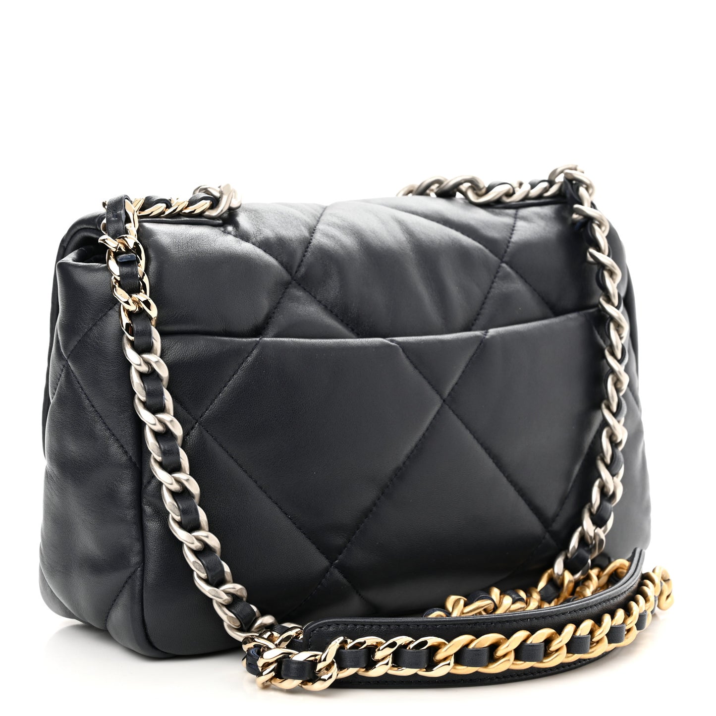Goatskin Quilted Medium Chanel 19 Flap Navy Blue