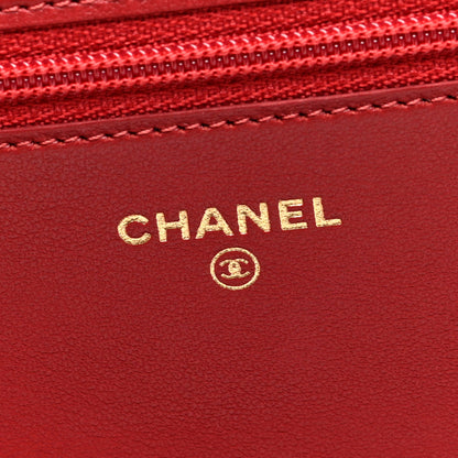 Chanel Caviar Quilted Boy Wallet On Chain WOC Red 6 of 10