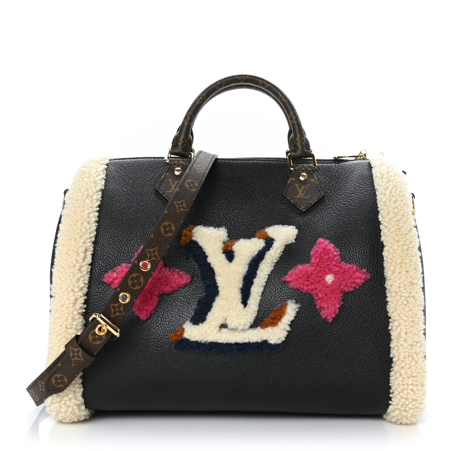 Calfskin Monogram Teddy Speedy Bandouliere 30 Black