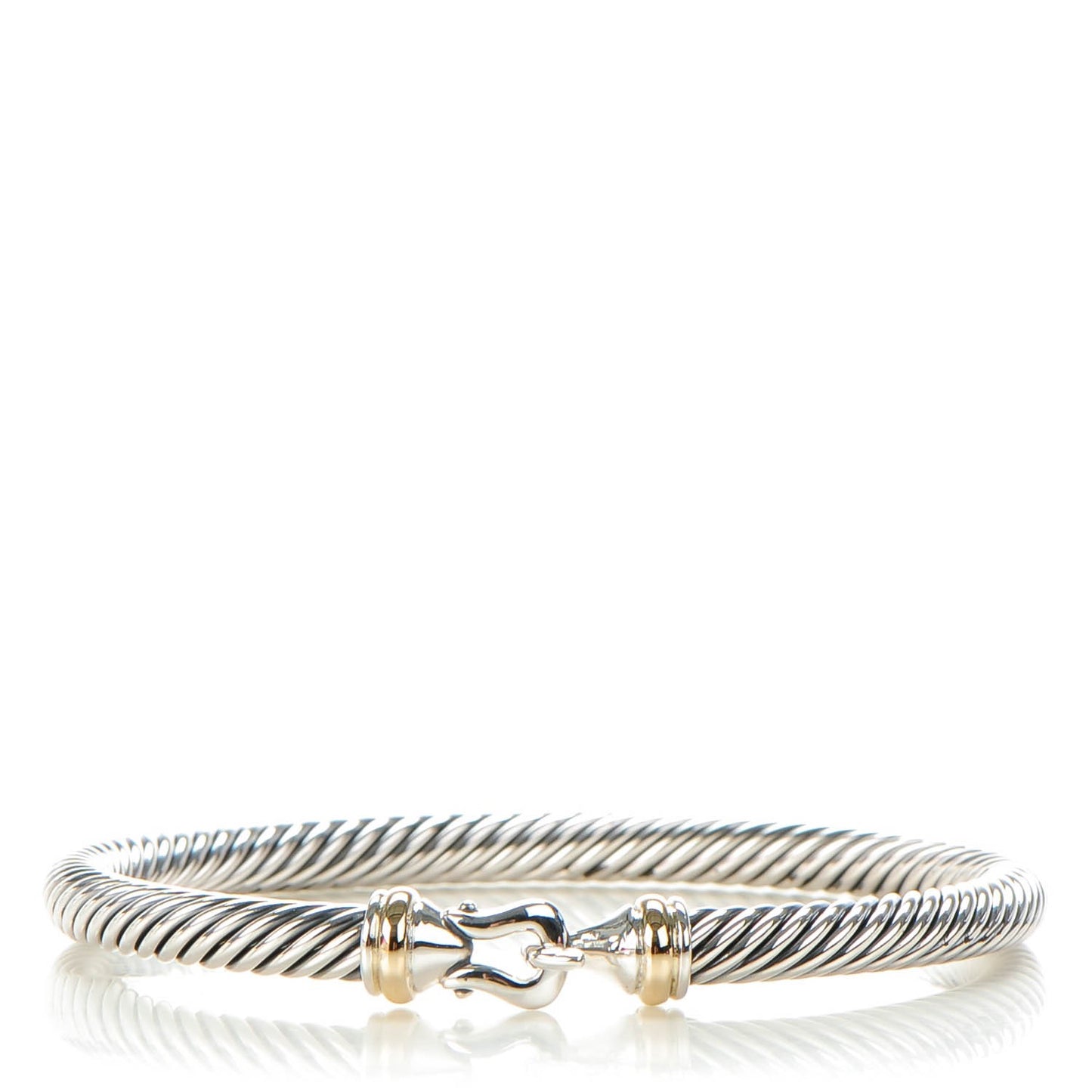 Sterling Silver 18K Yellow Gold 5mm Cable Classic Buckle Bracelet