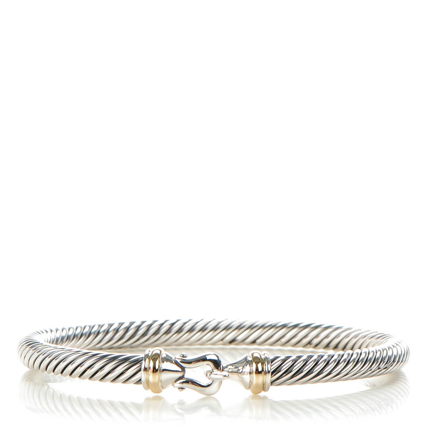 David Yurman Sterling Silver 18K Yellow Gold 5mm Cable Classic Buckle Bracelet 1 of 7