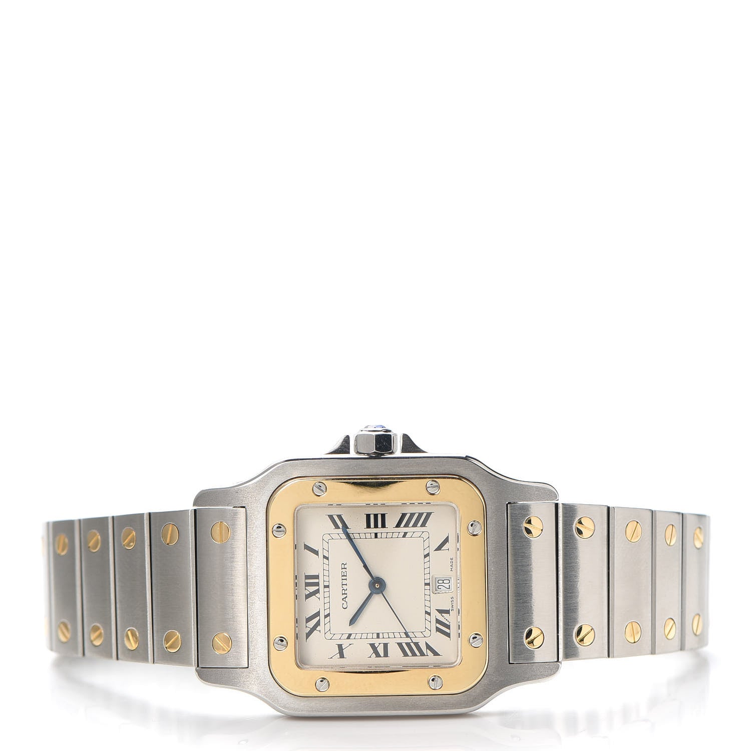 Cartier Stainless Steel 18K Yellow Gold 29mm Santos De Galbee Quartz Watch 2 of 5