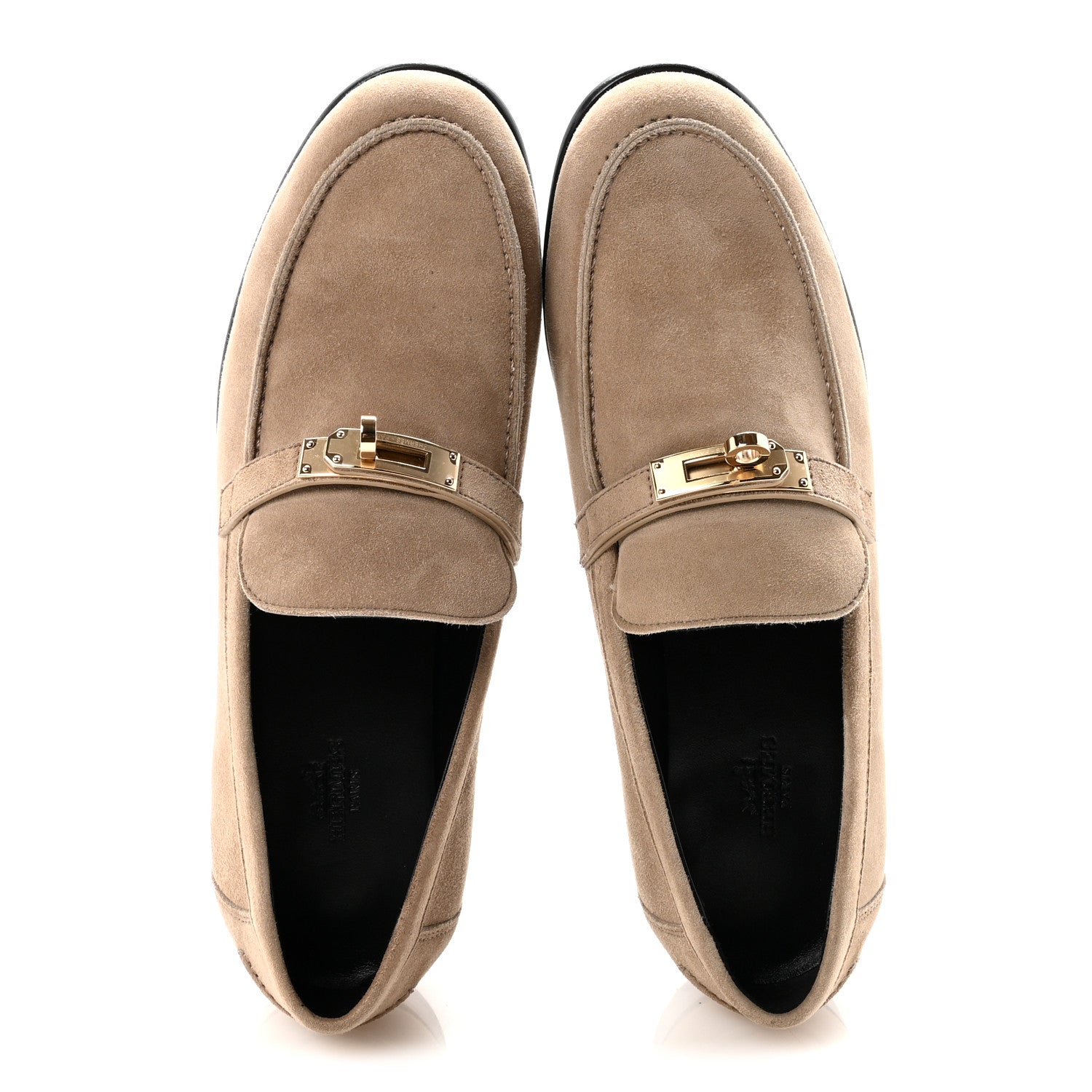 Hermes Suede Goatskin Womens Destin Loafers 40 Beige Sable 2 of 10