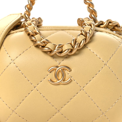 Chanel Lambskin Quilted CC Bubble Vanity Case With Chain Light Yellow 8 of 11