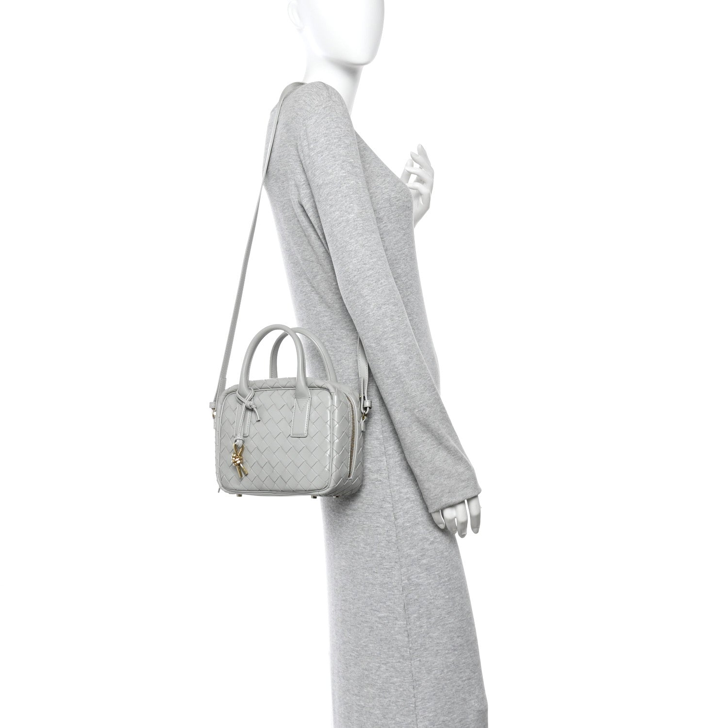 Bottega Veneta Lambskin Intrecciato Small Getaway Agate Grey 2 of 9
