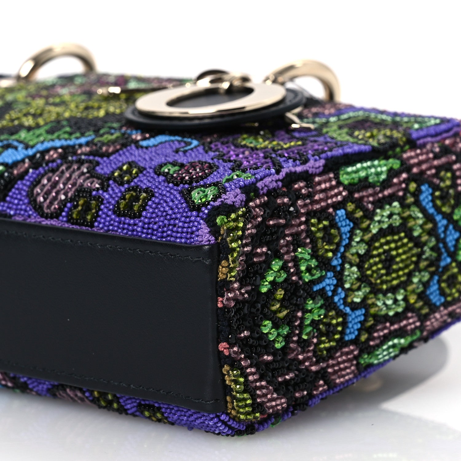 Christian Dior Lambskin Sequin Bead India Embroidered Lady D-Joy Black Multicolor 11 of 12