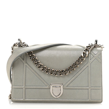 Christian Dior Metallic Calfskin Small Diorama Flap Bag Silver 1 of 15