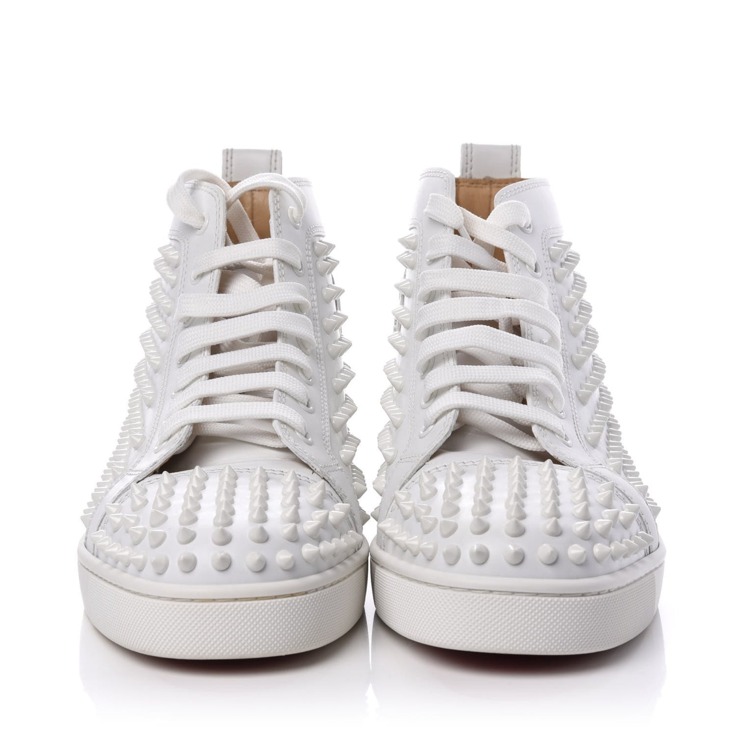 Calfskin Mens Louis Spikes Flat Sneakers 42.5 White