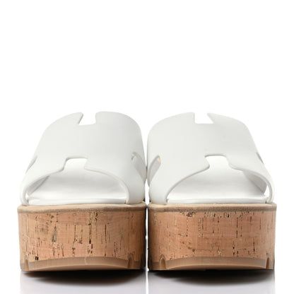 Hermes Calfskin Cork Eze 30 Sandals 38 White 2 of 9
