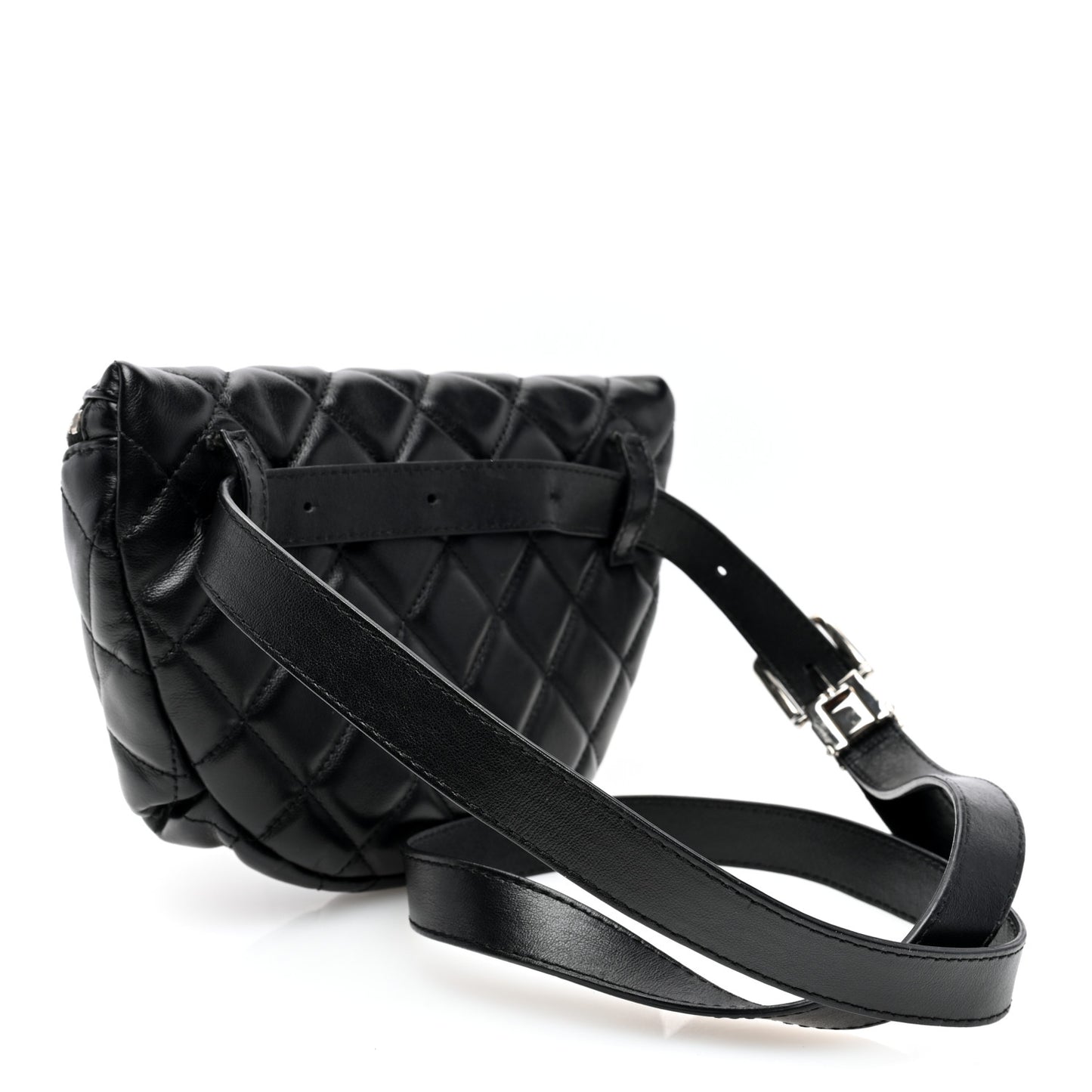 Calfskin Quilted Waist Belt Bag Black