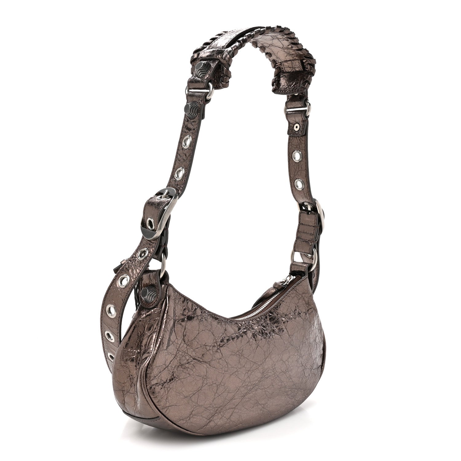Balenciaga Metallic Agneau Arena Le Cagole Shoulder Bag XS Dark