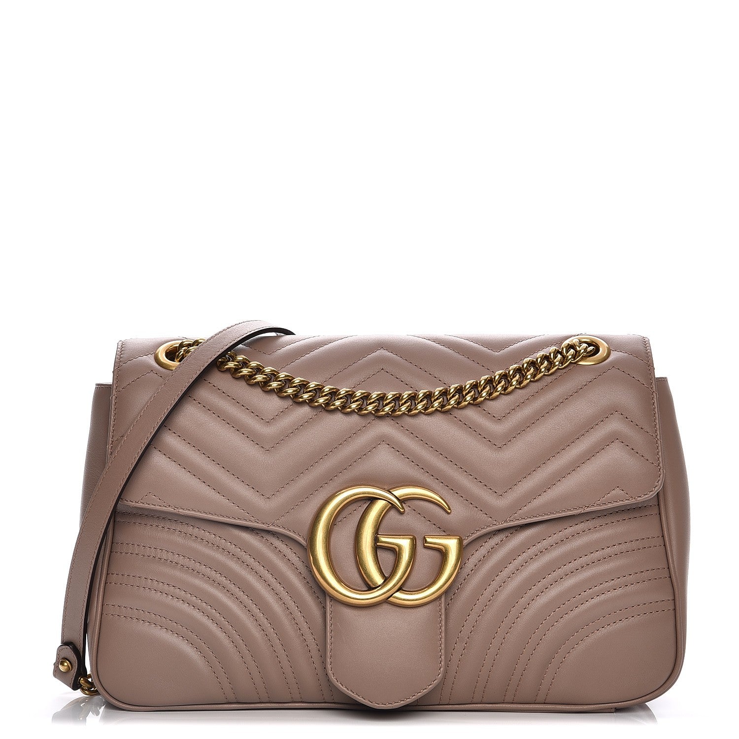 Gucci Calfskin Matelasse Medium GG Marmont Shoulder Bag Porcelain Rose 1 of 8