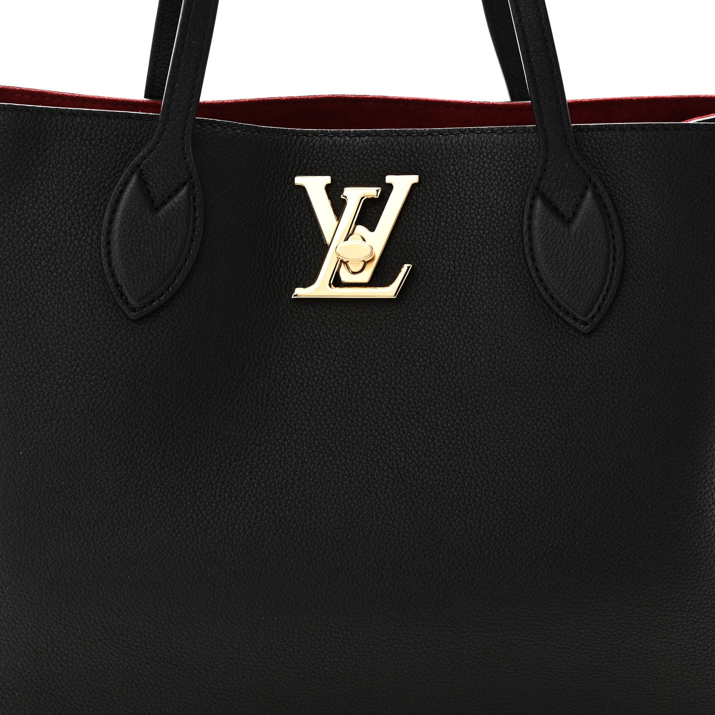 Grained Calfskin Lockme Shopper Black