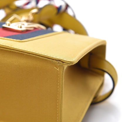 Gucci Satin Crystal Mini Sylvie Top Handle Bag Yellow 11 of 14