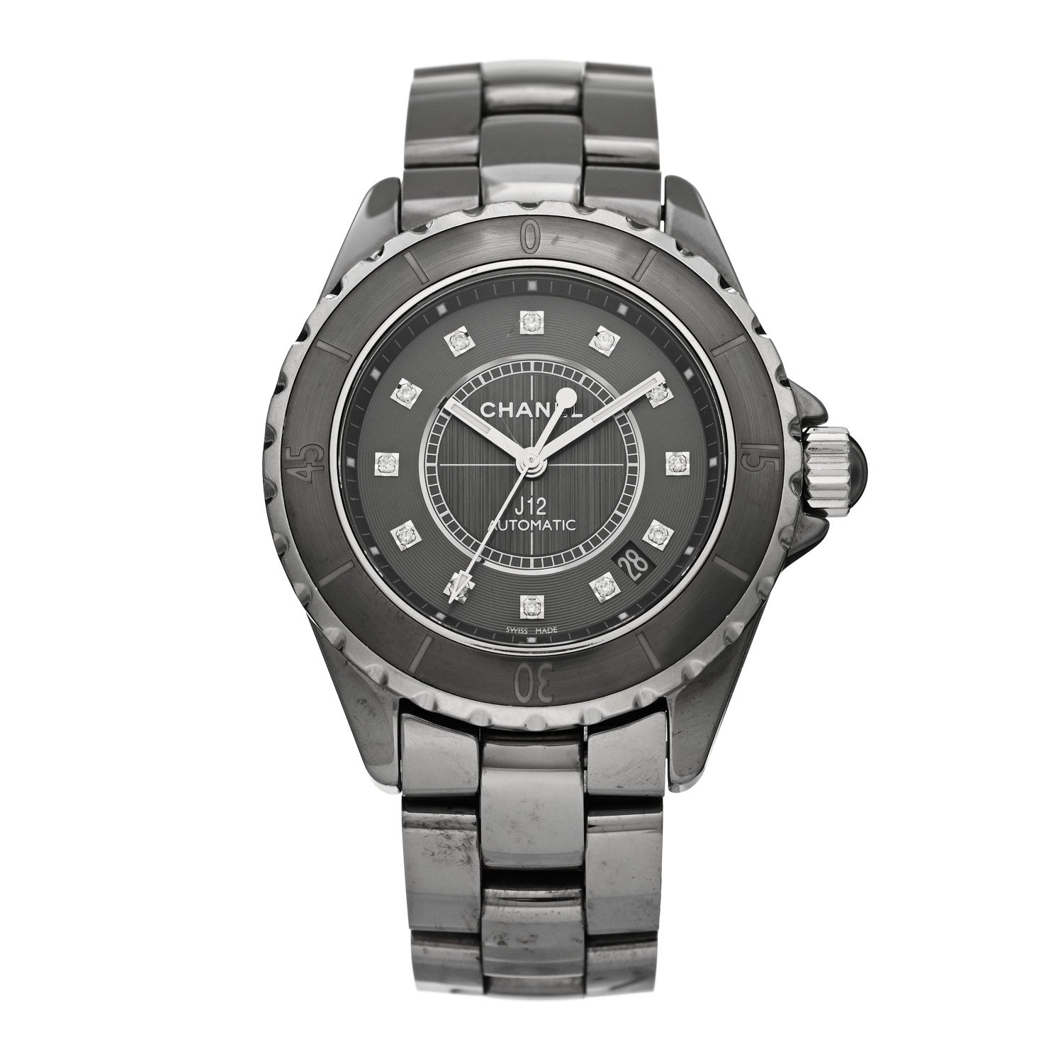Chanel Titanium Ceramic Diamond 38mm J12 Automatic Watch 1 of 4